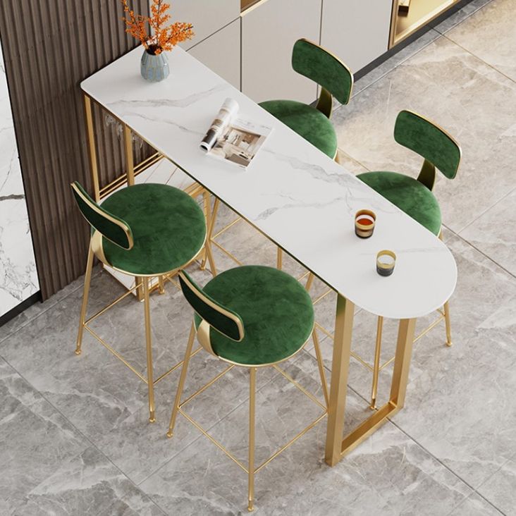 Tavolo da cocktail bar top in pietra tavolo da stoccaggio in metallo in metallo da 42 pollici