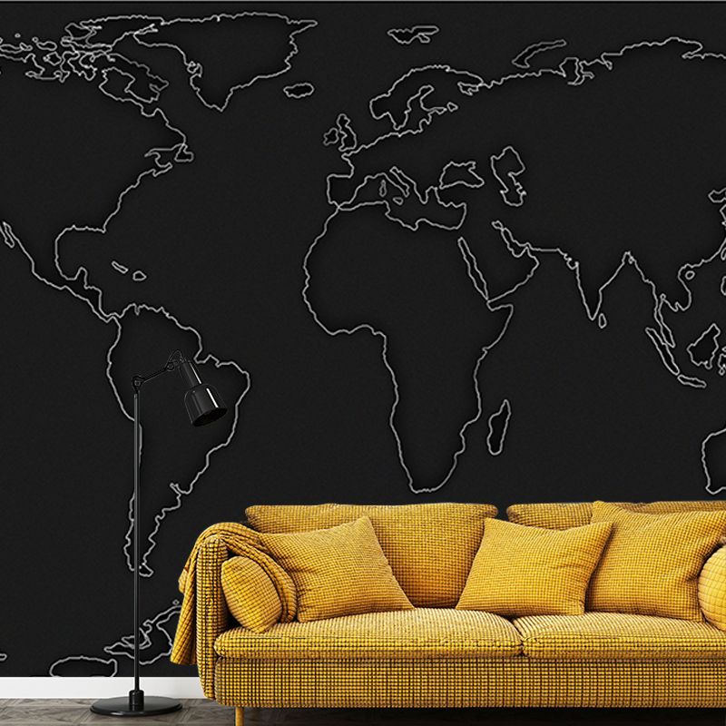 Map Illustration Mural Decal Eco-friendly Wallpaper for Meeting Room Bedroom