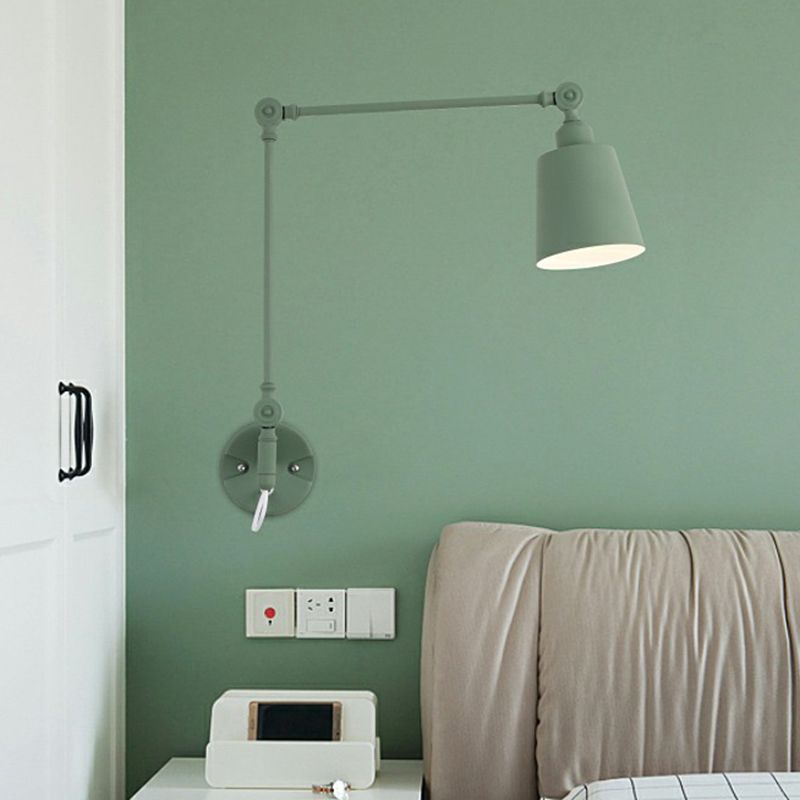 Verjüngte Aufgabe Wandleuchte nordisches Metall 1-Licht Wohnzimmer Wandmontage Licht mit Schwingarmarm