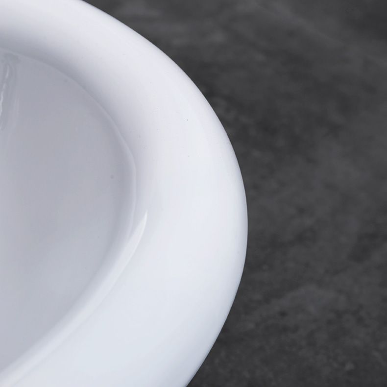 Contemporary Bathroom Sink Porcelain Oval-Shape Drop-in Bathroom Sink without Faucet