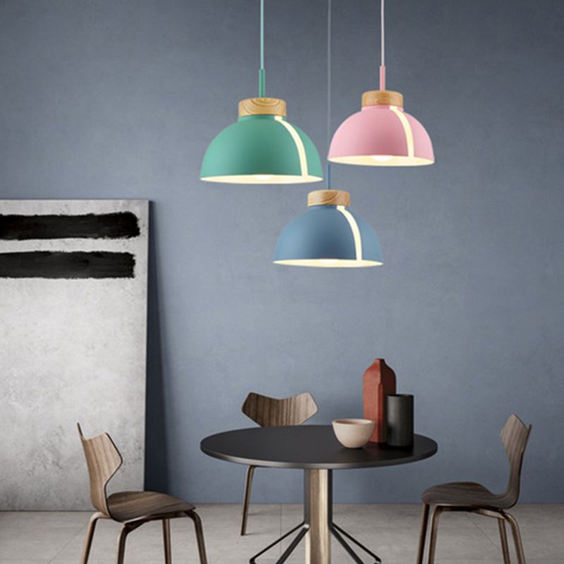 Minimalist Style Pendant Light Fixture Dome Hanging Pendant Lamp with Metal Shade