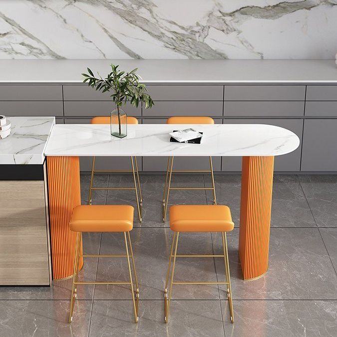 Modern 1/2/5 Pieces Bar Table Stone Counter Table with High Stools for Dining Room