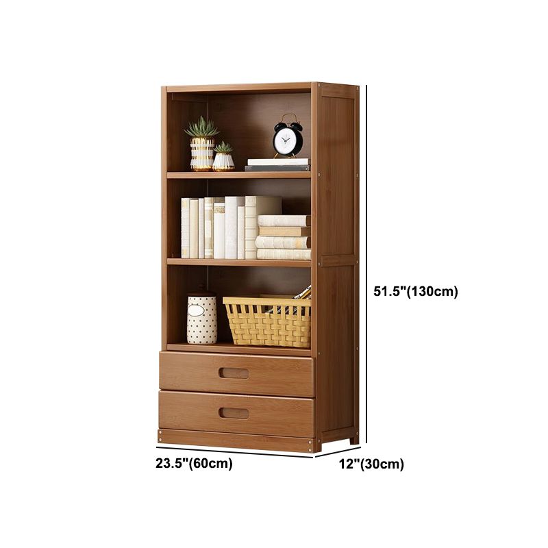 Manufactured Wood Standard Bookshelf Brown Vertical Bookcase with Door and Drawer