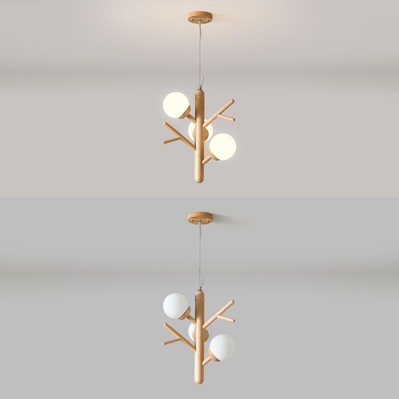 Houten kroonluchter hanglamp moderne 3-licht kroonluchter verlichtingsarmaturen voor woonkamer