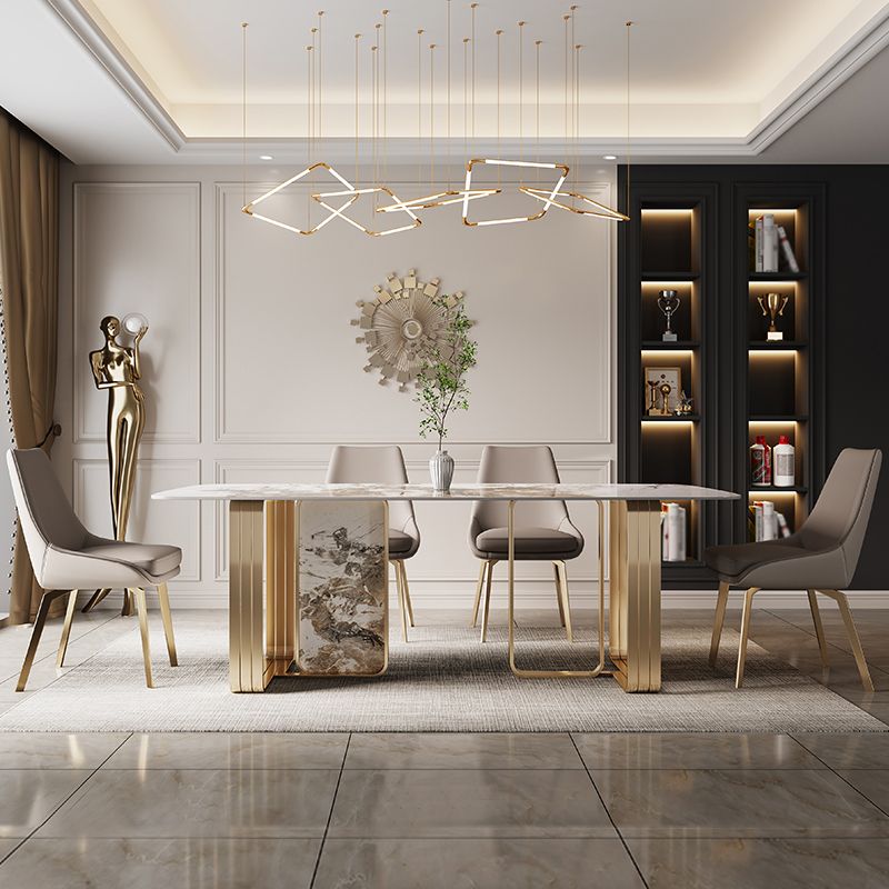 Traditional Luxury Dining Site Table Rectangle Stainless Steel Table