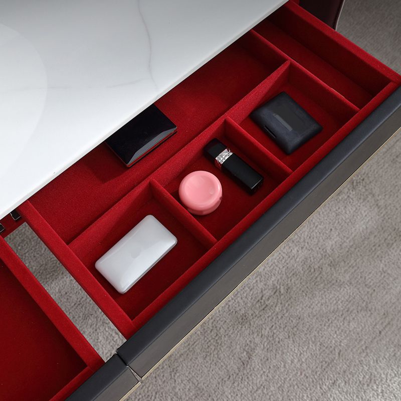 Contemporary Simple Stone Vanity Makeup Table Set with Mirror & Stool