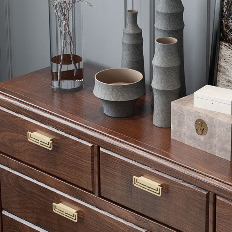 Glam Rubber Wood Storage Chest Bedroom Brown Chest with Drawers