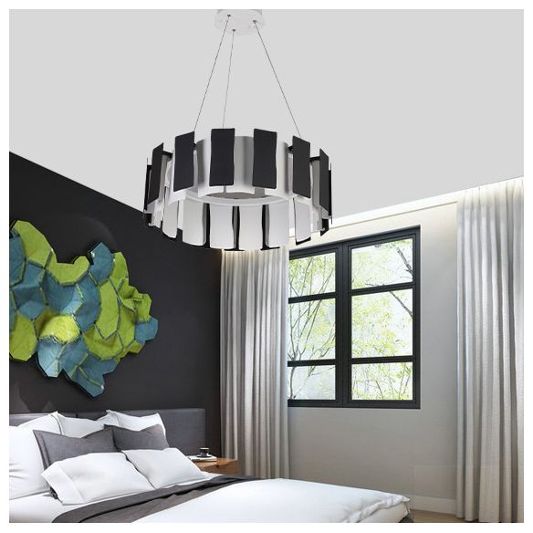 Circular Bernero Candelier Luz Luz Led Metal LED contemporáneo Kit de luz colgante en negro