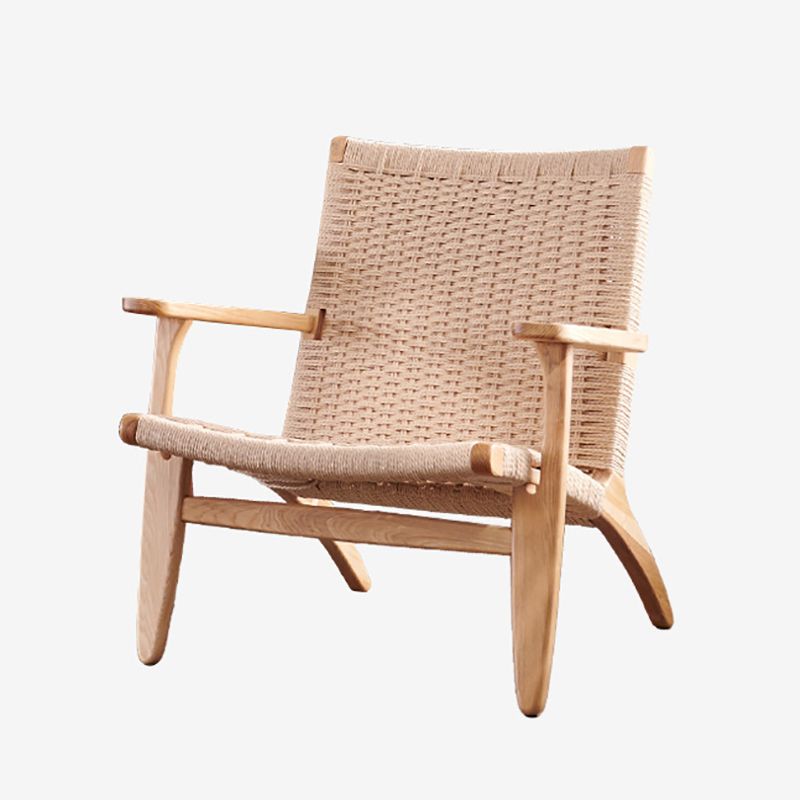 25.59" L x 31.88" W x 25.98" H Brown/Nautral Woven Accent Chair Solid Wood Lounge Chair