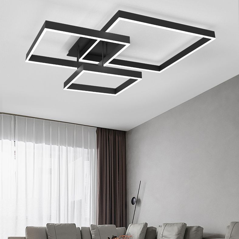 Luz empotrada LED moderna para sala de estar, luz acrílica geométrica de 3 luces montada en el techo