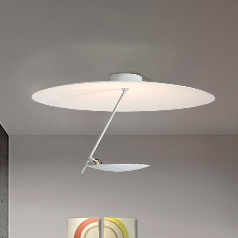 White Dome Flush plafonnier moderniste LED Metallic Semi Flush Mount pour chambre, 19,5 "/23,5" de large