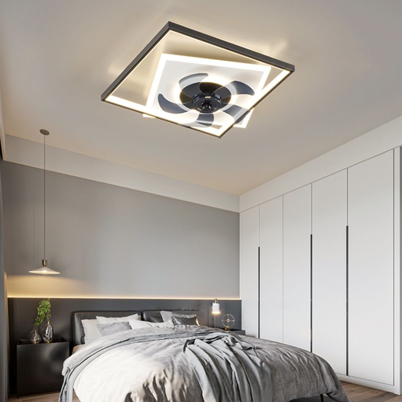 Modern Geometry Shape Ceiling Fan Lamps Metal 3 Light Ceiling Fan Lighting for Bedroom
