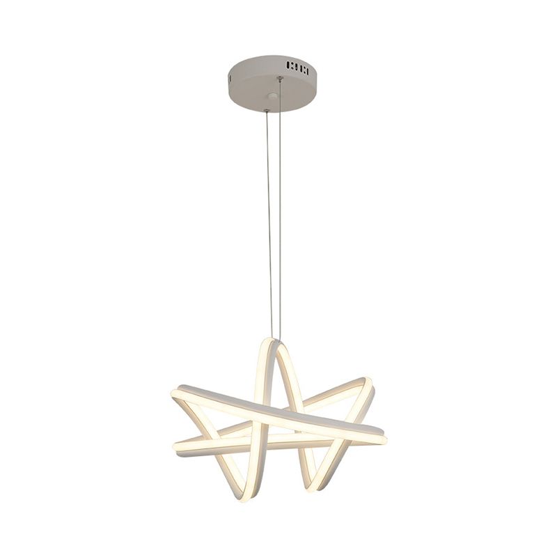 Wit Twisted Linear Hanging Lamp Kit Eenvoudig LED -metalen plafond kroonluchter in warm/wit licht