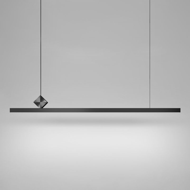 Modern Metal Pendant Lighting Linear Shape Hanging Light with Acrylic Shade in Black