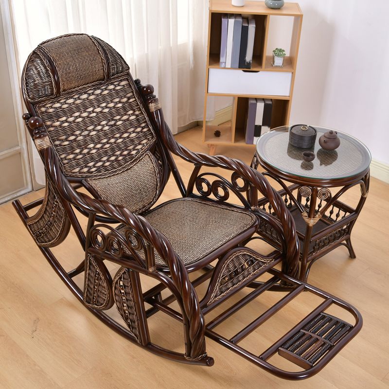 Modern Wicker Rocking Chair in Brown Rocker Chair for Living Room