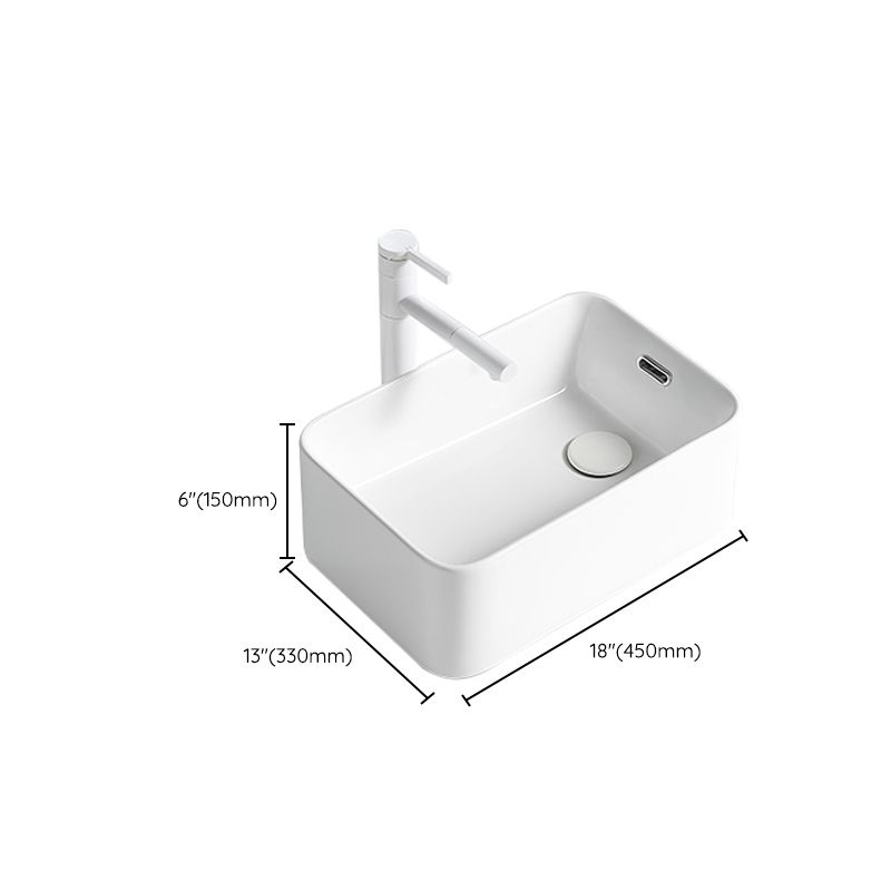Modern Bathroom Sink Porcelain Solid Color Rectangular Vessel Bathroom Sink