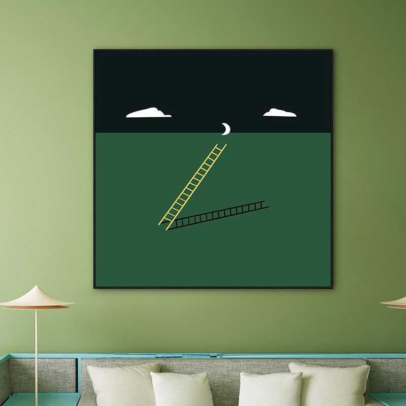 Green Minimalism Wall Art Illustration Scenery Canvas Print for House Interior, Multiple Sizes