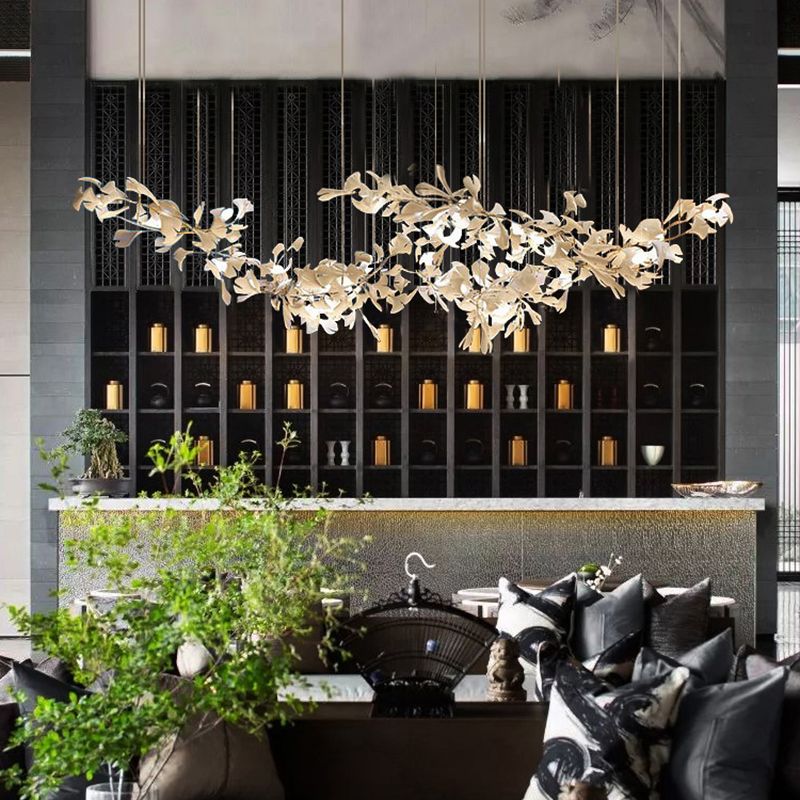 Fireworm Shape Island Lights Modern Style Ceramics Metal Chandelier Lights for Dining Room