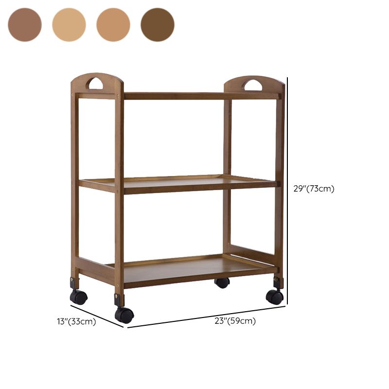 Modern Wooden Prep Table Open Shelves Rectangular Kitchen Trolley