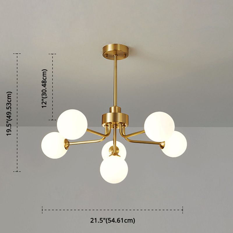 Balloon Ball Chandelier Lighting Ultra-Contemporary Milk Glass Hanging Ceiling Lights for Living Room