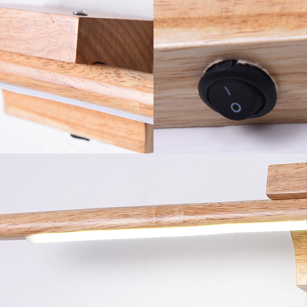 Slim Wood Vanity Sconce lampe moderniste LED BEIGE MUR MUR MURD LIGHT ANSE BLANC / LUMIÈRE CHAUD