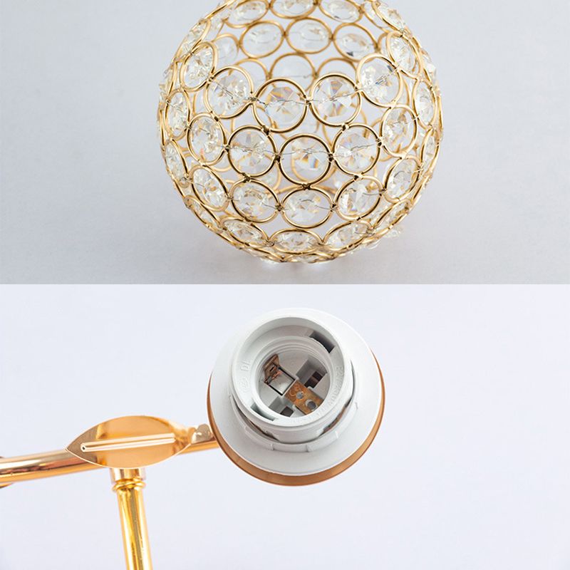 Electroplating Rose Gold Crystal Wall Lamp 1-Light Hollow Ring Inlaid Crystal Sconce Lights for Restaurant Coffee Shop