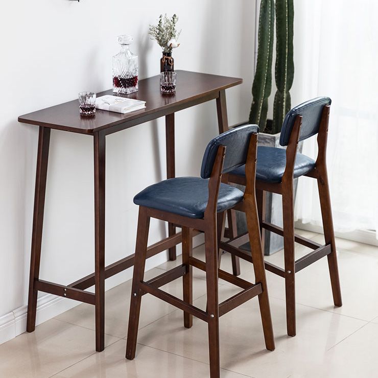 Modern Rectangle Fixed Bar Table Solid Wood Counter Height Bar Dining Table