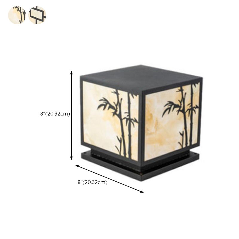 Modern Pillar Lighting Fixture Geometric LED Solar Lamp for Garden