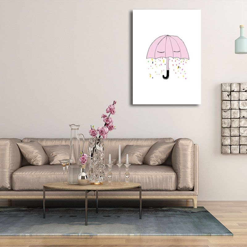 Cartoon Umbrella Paintings Canvas Decorative Pink Wall Art Decor for Children Room