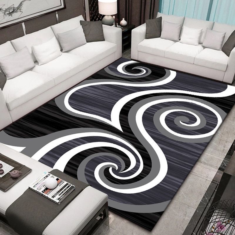 Creative Area Rug Abstract Pattern Rug Polyester Stain Resistant Carpet for Living Room