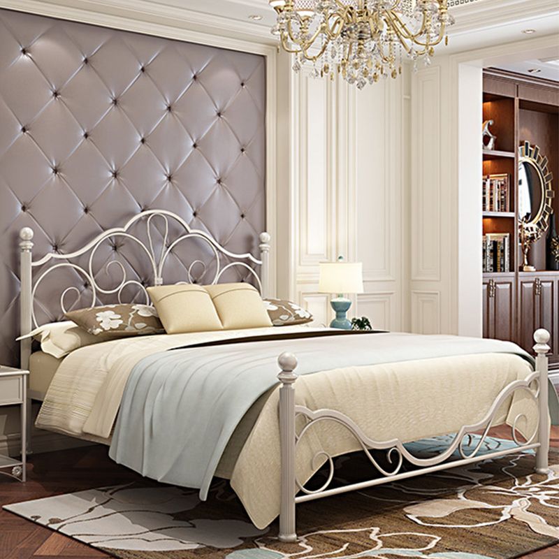 Industrial Open-Frame Bed Retro Metallic Low Profile Bed Frame with Headboard