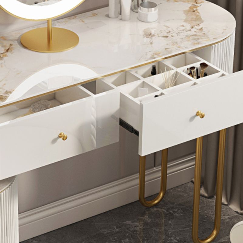 Slate Top Glam Make-up Vanity 4 Drawer Vanity Dressing Table Set