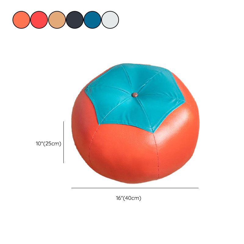 Modern Pouf Ottoman Faux Leather Water Resistant Upholstered Spherical Ottoman