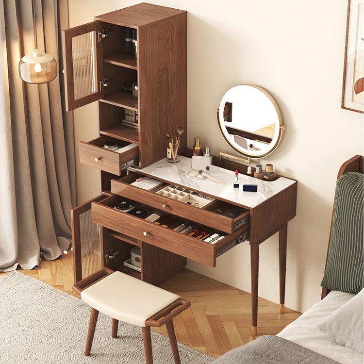 Modern Solid Wood Table Makeup Vanity with Drawers for Bedroom