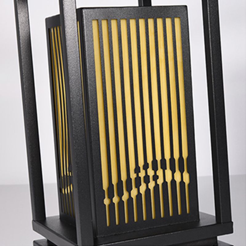 Rectangular Pillar Lamp Modern Metal Outdoor Waterproof Light in Black