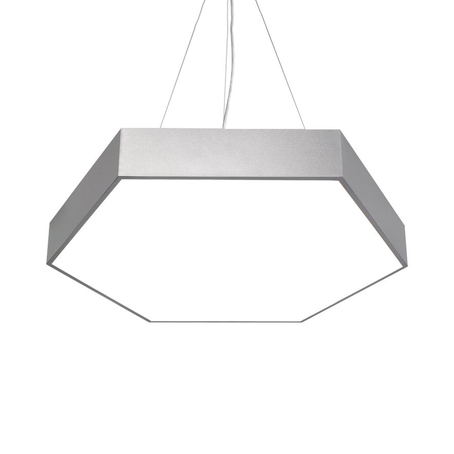 Yellow/Silver/Purple Hexagon Pendant Lamp Contemporary Led Metal Hanging Ceiling Light, 12"/18"/23.5" Wide