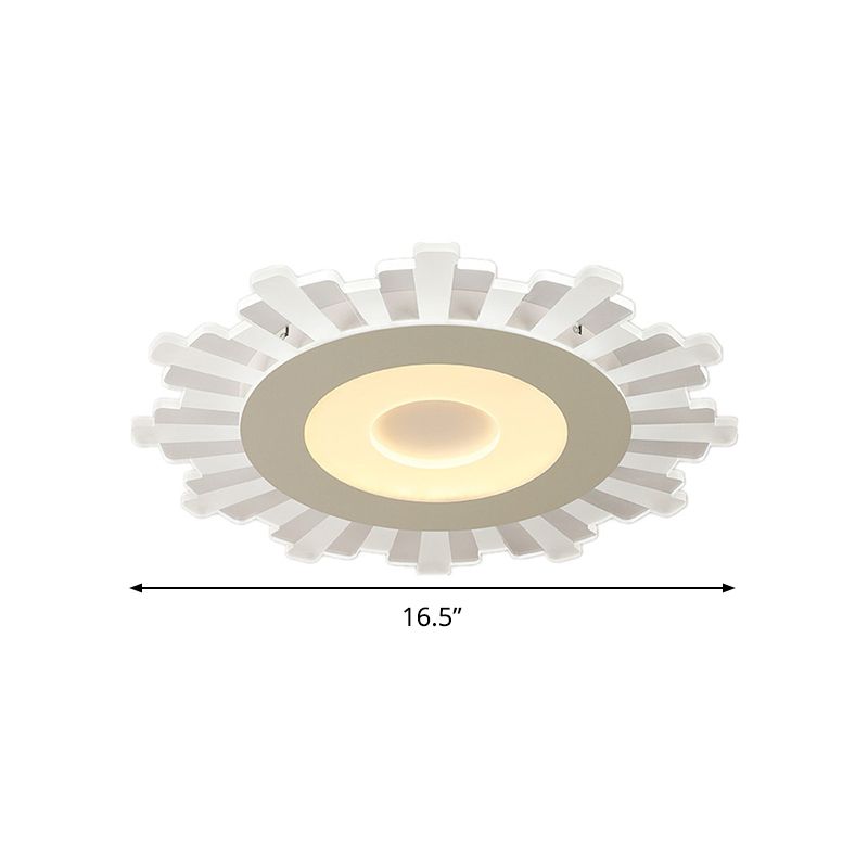 Acrylic Sun Ceiling Fixture Minimalist White 16.5"/20.5"/24.5" Wide LED Flush Mount Light, Warm/White/Inner Warm Outer White Light