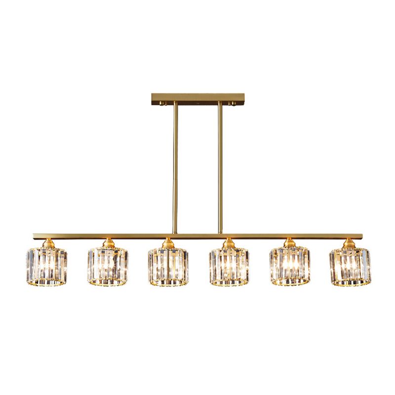 Modern Style Linear Shape Island Lights Crystal 3/5/6 Lights Pendant Light in Gold