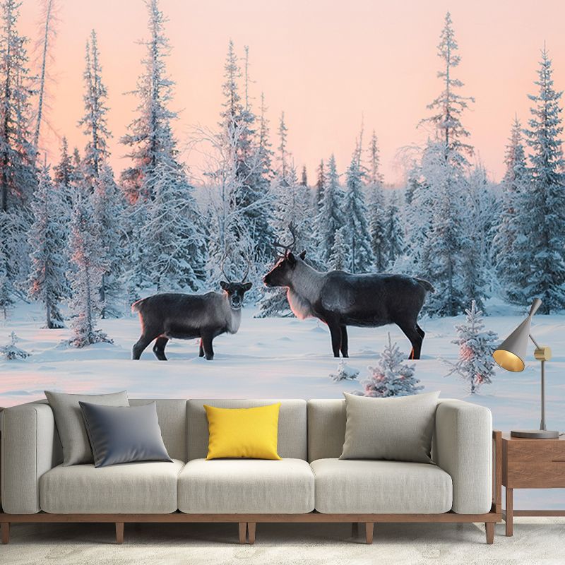 Contemporary Style Wild Animal Mural Mildew Resistant for Bedroom