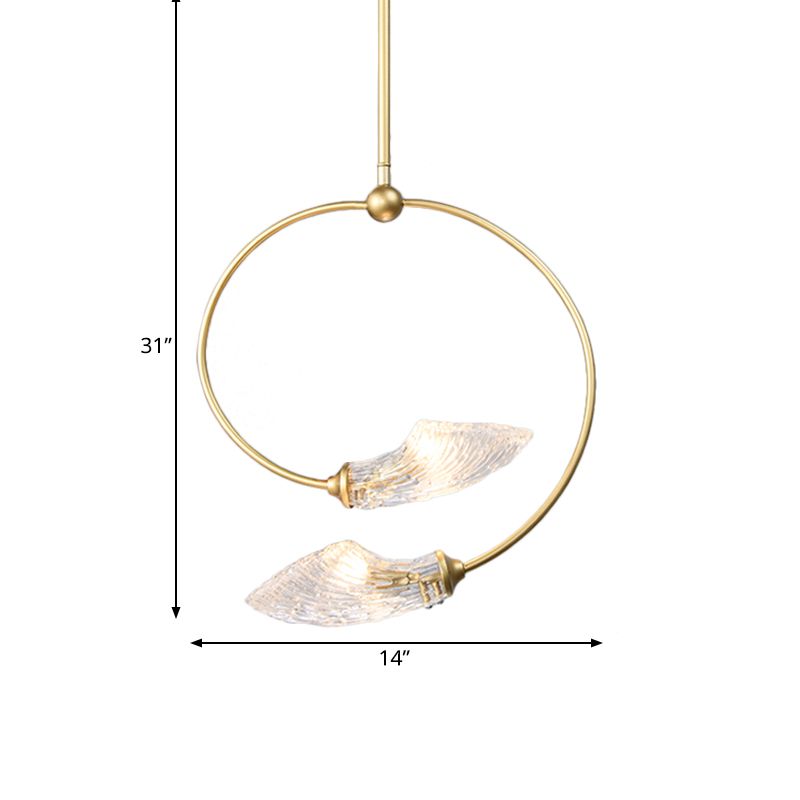 Wirry Blütenkronleuchterbeleuchtung minimalistisches klares Glas 2 Lampen Gold Hanging Pendant Light