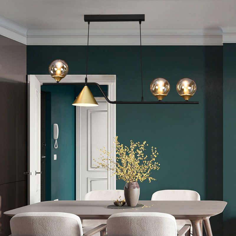 Round Island Lighting Fixture Modern-Style Glass Island Chandelier for Dinning Room