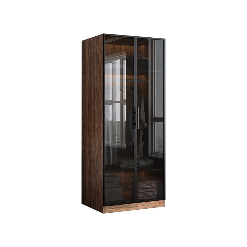 Modern Freestanding Wardrobe Armoire Tempered Glass Doors Wardrobe with Shelves
