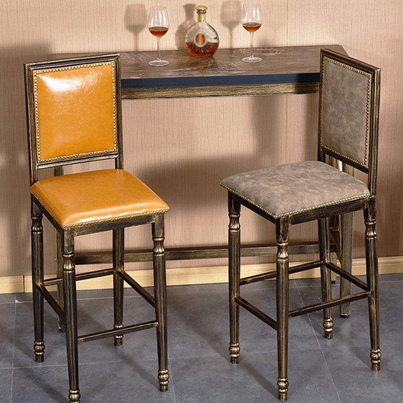Distressed Bronze 29.5" H Barstool Industrial Indoor Tall Stool with Square Seat