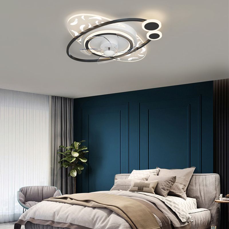 Minimalistische Feder Deckenlüfter Leuchte Acryl Wohnzimmer LED SEMI -MOG -Leuchte