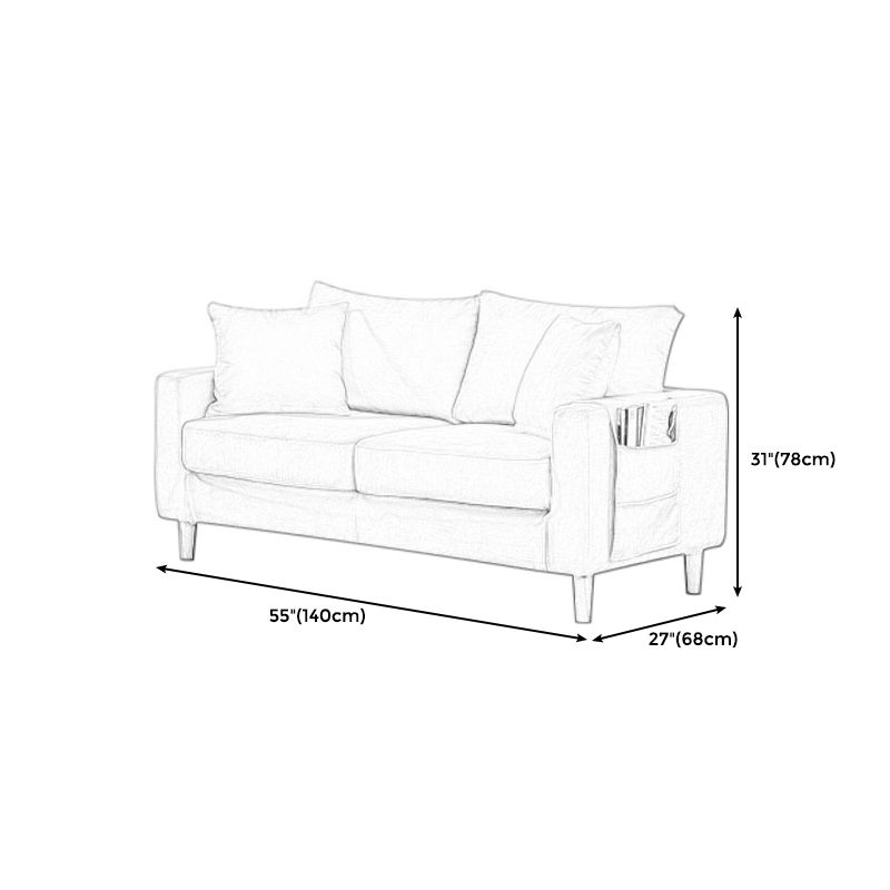 Scandinavian Loose Back Fabric Sofa 30.7" H Square Arm Loveseat