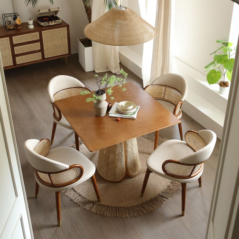 Contemporary Wooden Top Square Shape Dining Table Set for Home