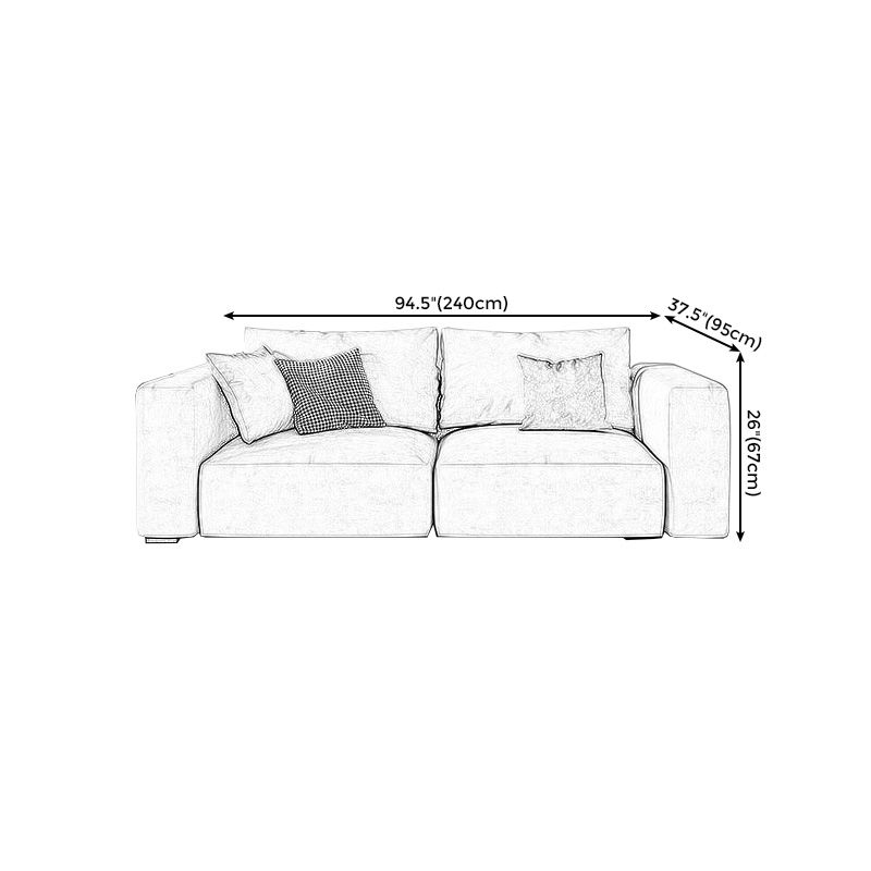 Square Arm Cream Cushion Back Sectional Contemporary Stain-Resistant Sofa