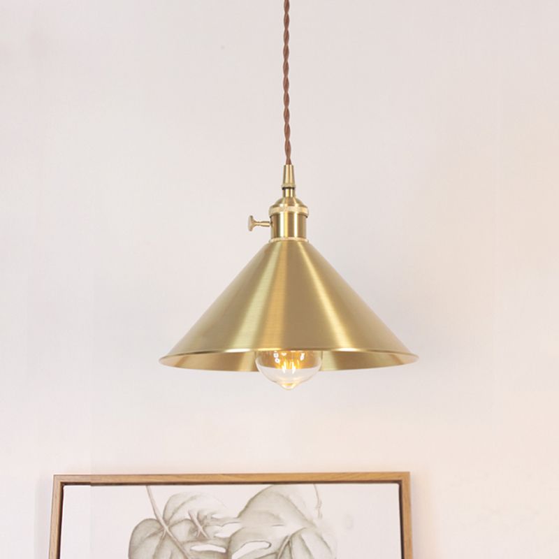 Pendre en forme de cône suspension de la lampe à manger en laiton moderne kit de lampe suspendue en or