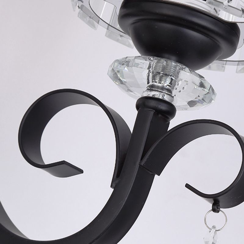 Crystal Geometric Shape Wall Light Modern Style 1/2 Light Wall Light Sconce in Black