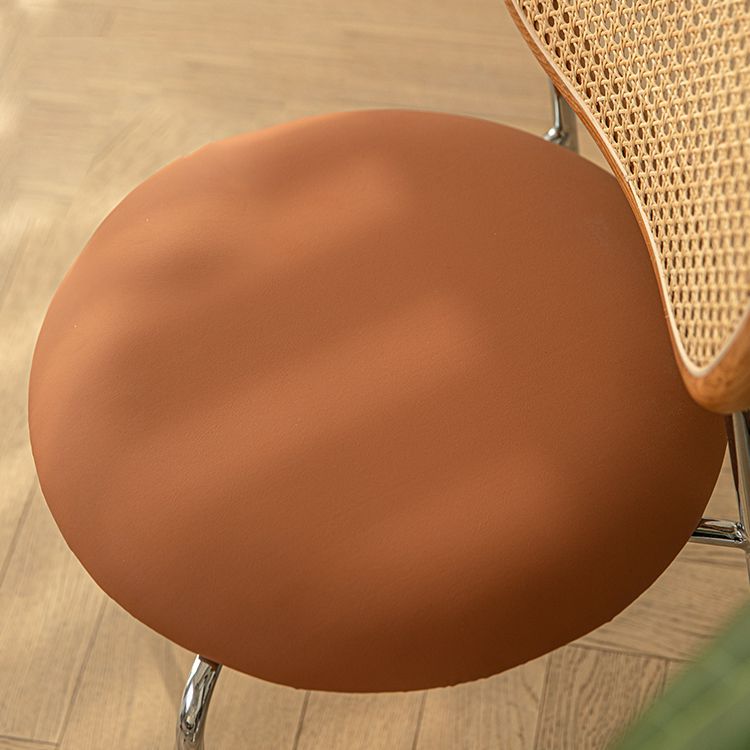 Sillas de comedor de estilo moderno, silla con respaldo abierto lateral sin brazos y patas de metal para cocina